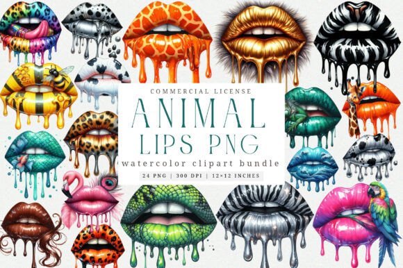 Download Animal Print Dripping Lips PNG Bundle - Dripping lips png Collection