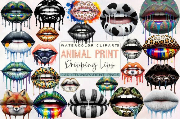 Download Animal Print Dripping Lips PNG Bundle - Dripping lips png Collection