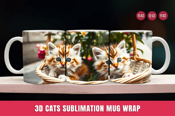 Download 3D Black Cat Sublimation Mug Wrap - Sublimation mug wrap Collection