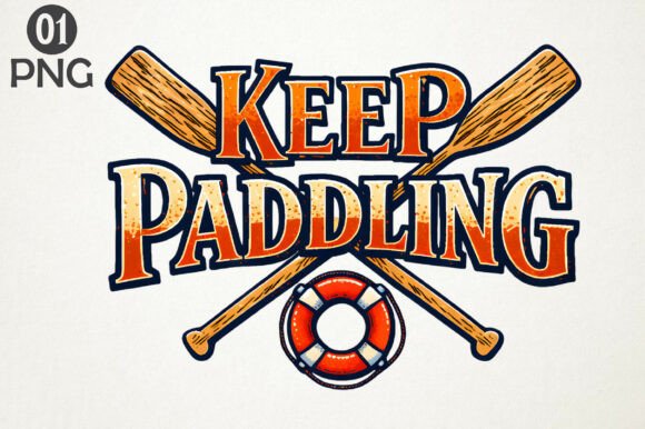 Download Keep Paddling Vintage Summer PNG Design - Premium Bundle