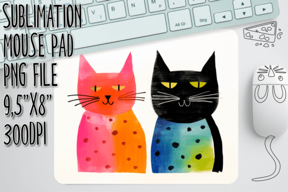Download Lively Cat Art Sublimation Mouse Pad - Sublimation mouse pad Collection