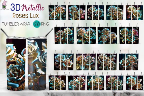 Download 3D Tumbler Wrap Metallic Rose Lux Bundle - 3d tumbler Collection